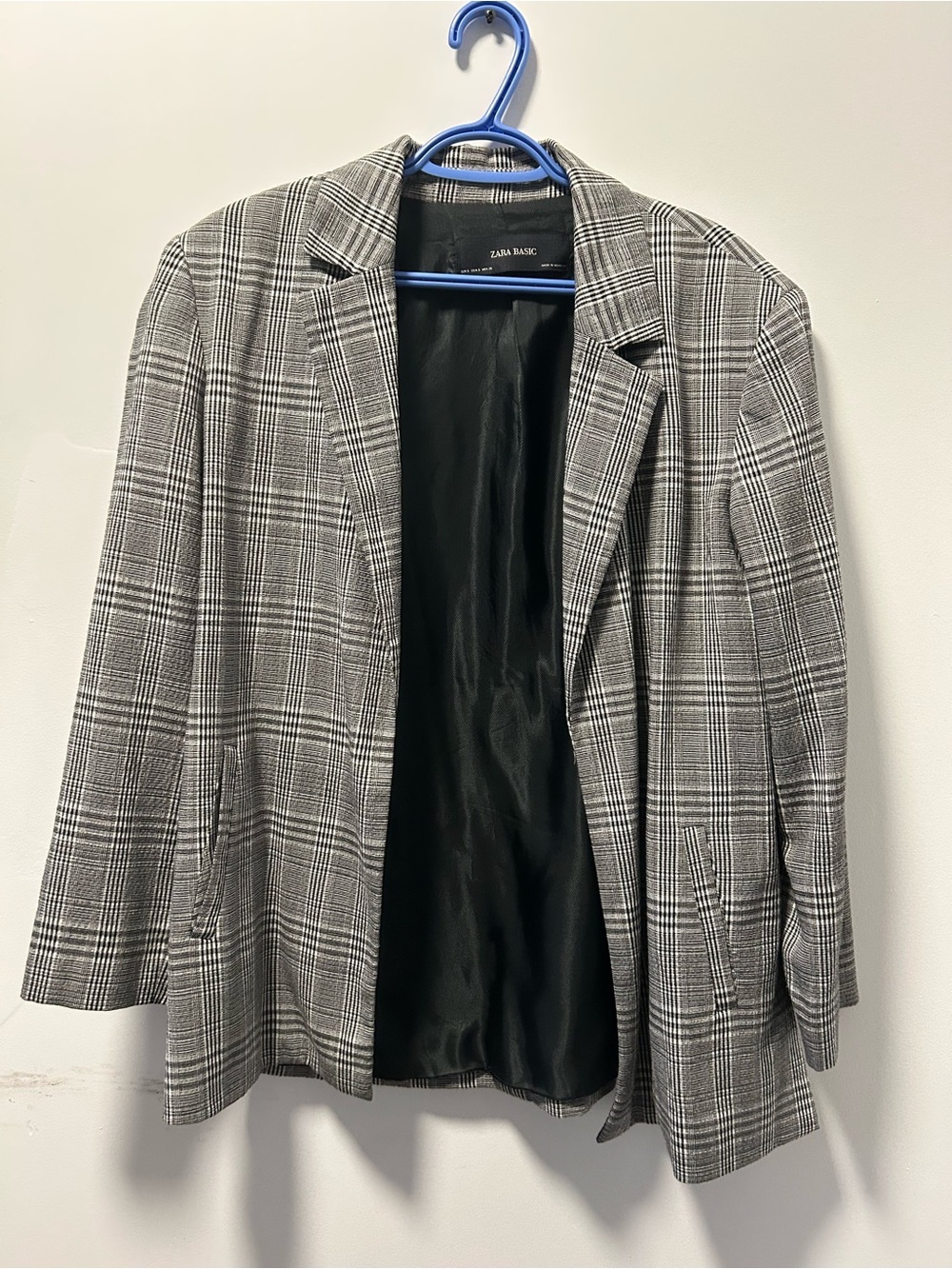 Zara Black & Gray Plaid Blazer